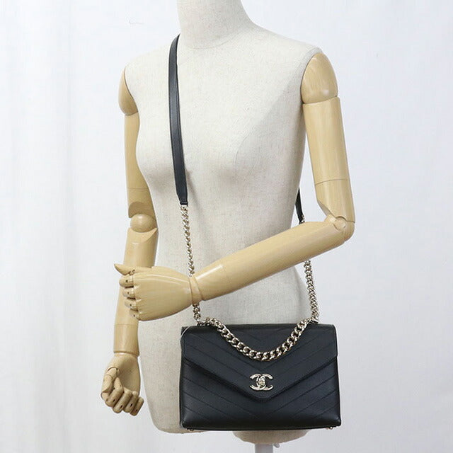 中古 シャネル 斜め掛け ショルダーバッグ レディース ブランド CHANEL シェブロン チェーン ブラック バッグ USDCH95266011