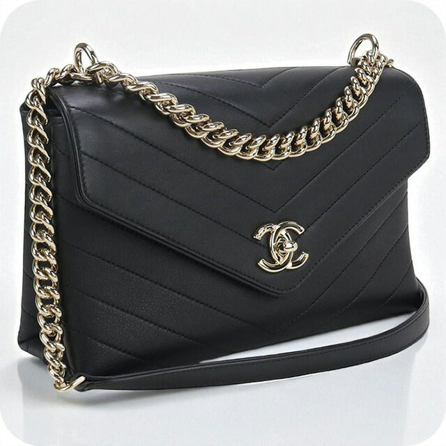 中古 シャネル 斜め掛け ショルダーバッグ レディース ブランド CHANEL シェブロン チェーン ブラック バッグ USDCH95266011