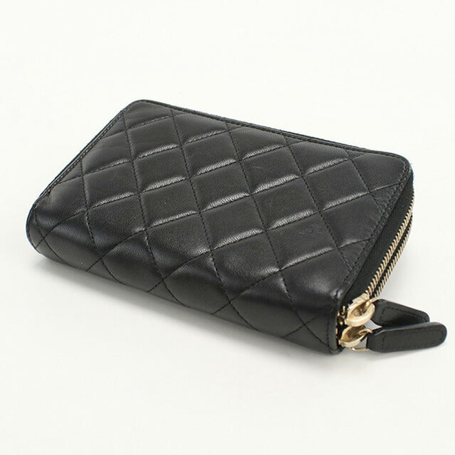中古 シャネル 長財布ラウンドファスナー レディース ブランド CHANEL ラウンドWジップ ウォレット ブラック 財布 USDCH95448011