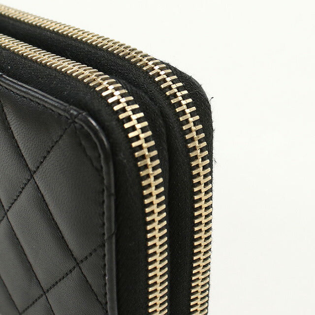 中古 シャネル 長財布ラウンドファスナー レディース ブランド CHANEL ラウンドWジップ ウォレット ブラック 財布 USDCH95448011