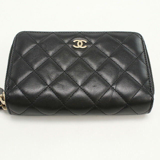 中古 シャネル 長財布ラウンドファスナー レディース ブランド CHANEL ラウンドWジップ ウォレット ブラック 財布 USDCH95448011