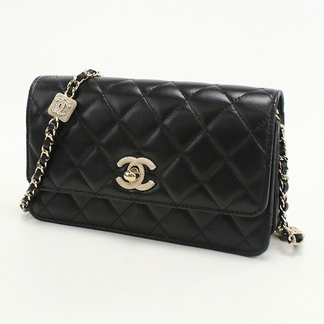 中古 シャネル チェーンウォレット レディース ブランド CHANEL マトラッセ ブラック 財布 USDCH95816011