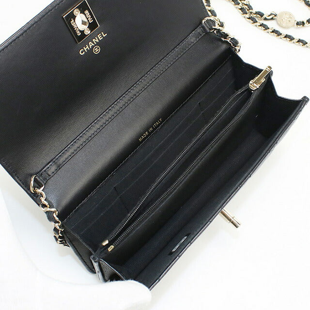 中古 シャネル チェーンウォレット レディース ブランド CHANEL マトラッセ ブラック 財布 USDCH95816011
