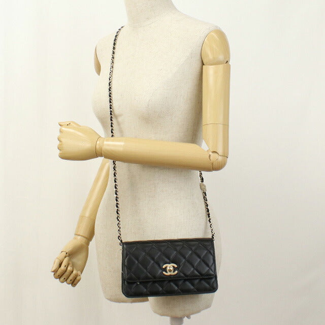 中古 シャネル チェーンウォレット レディース ブランド CHANEL マトラッセ ブラック 財布 USDCH95816011