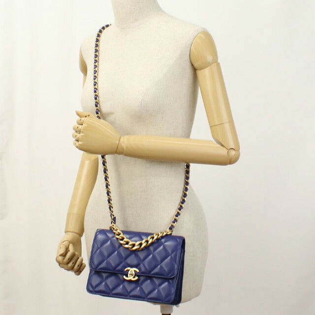 中古 シャネル 斜め掛け ショルダーバッグ レディース ブランド CHANEL マトラッセ チェーンショルダーバッグ KCXXTTG9 ブルー バッグ USDCH95848011