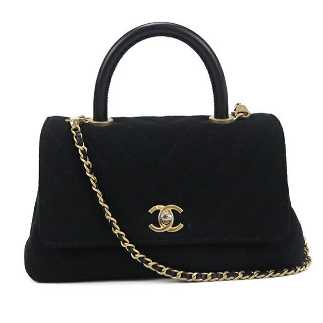 Used CHANEL handbag ladies brand CHANEL chevron 2WAY black bag USDCH96043011