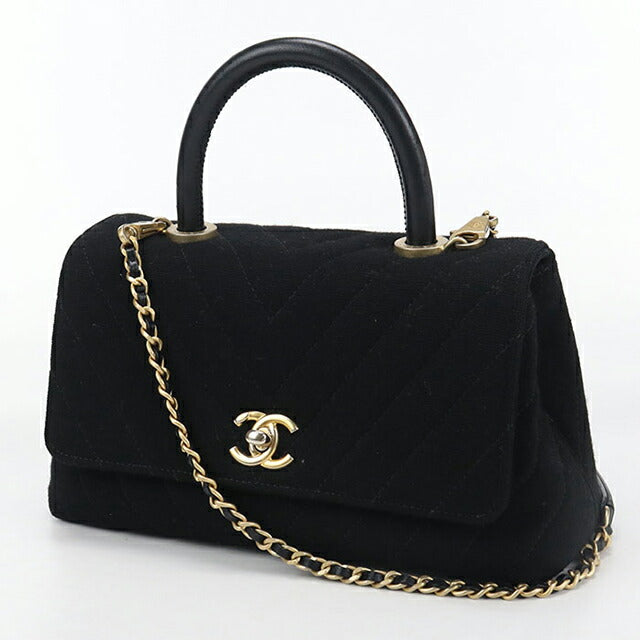 Used CHANEL handbag ladies brand CHANEL chevron 2WAY black bag USDCH96043011