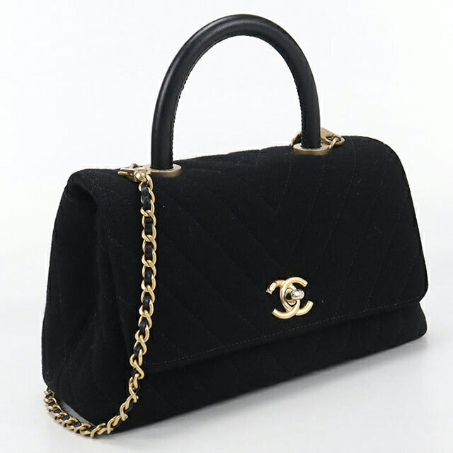 Used CHANEL handbag ladies brand CHANEL chevron 2WAY black bag USDCH96043011