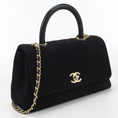 Used CHANEL handbag ladies brand CHANEL chevron 2WAY black bag USDCH96043011
