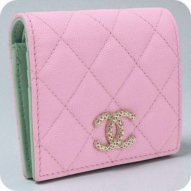 中古 シャネル 二折財布 レディース ブランド CHANEL ココマーク スモール ウォレット AP3185 ピンク 財布 USDCH96761011