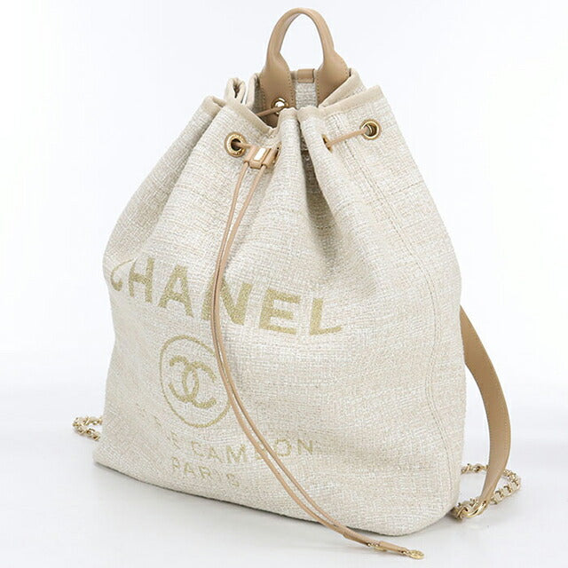中古 シャネル リュック レディース ブランド CHANEL ドーヴィル バックパック A93787 ベージュ バッグ USDCH97337011