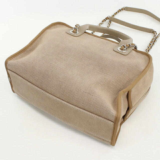Used CHANEL handbag ladies brand CHANEL Deauville bowling bag 2WAY beige bag USDCH97704011