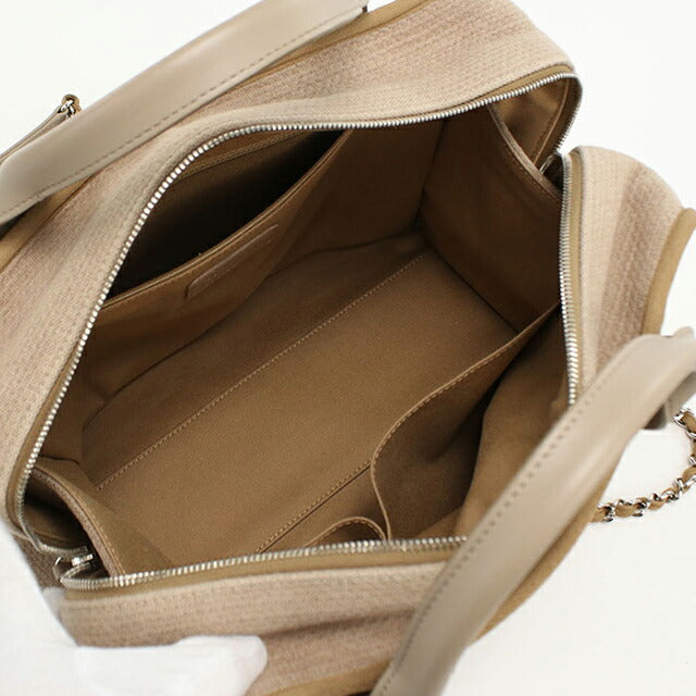 Used CHANEL handbag ladies brand CHANEL Deauville bowling bag 2WAY beige bag USDCH97704011