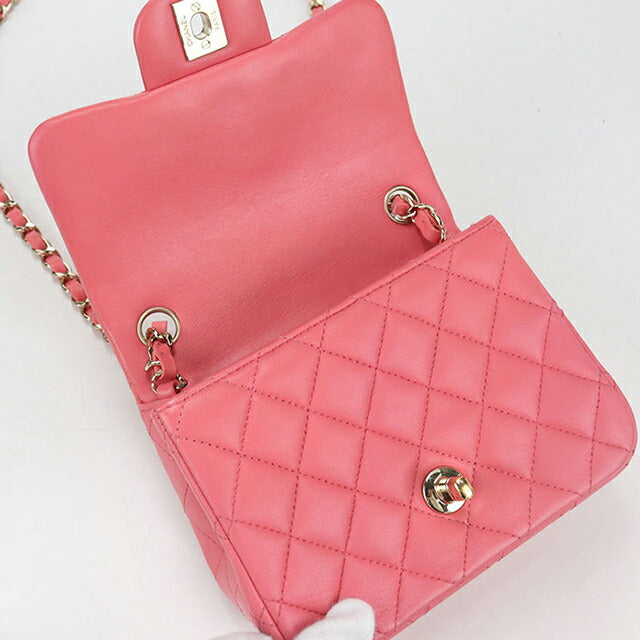 中古 シャネル 斜め掛け ショルダーバッグ レディース ブランド CHANEL ミニ クラシック チェーン A35200 ピンク バッグ USDCH97988011