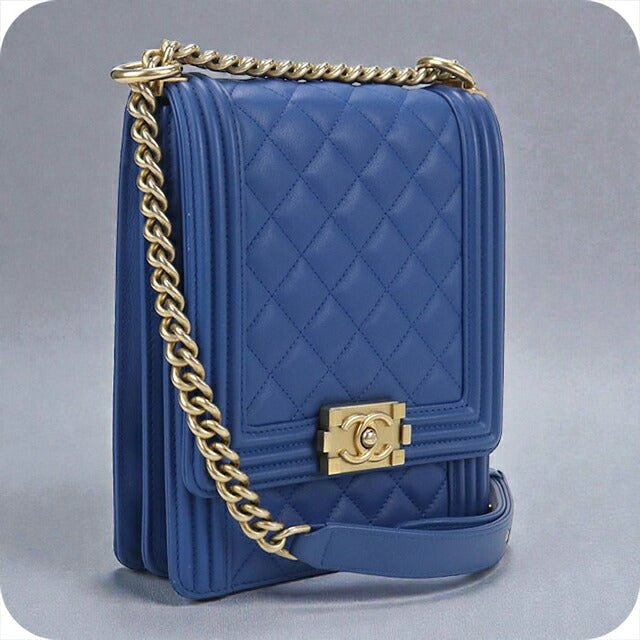 中古 シャネル ショルダーバッグ レディース ブランド CHANEL ボーイシャネル チェーン 2WAY ブルー バッグ USDCH98025011