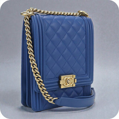 中古 シャネル ショルダーバッグ レディース ブランド CHANEL ボーイシャネル チェーン 2WAY ブルー バッグ USDCH98025011