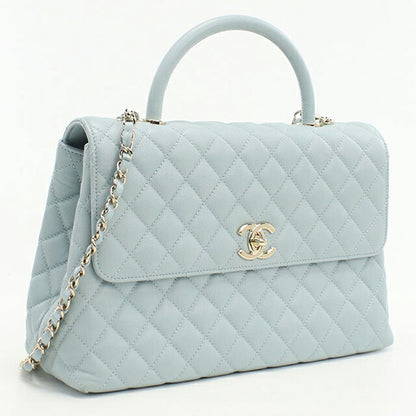 Used CHANEL Handbag Ladies Brand CHANEL Matelasse Coco Handle 29 A92991 Blue Bag USDCH98952011