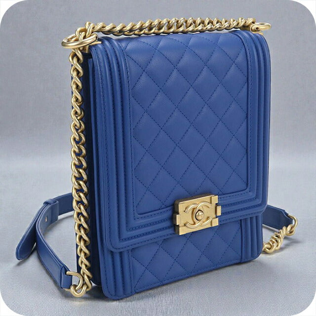 中古 シャネル 斜め掛け ショルダーバッグ レディース ブランド CHANEL ボーイシャネル チェーンショルダーバッグ ブルー バッグ USDCH99601011