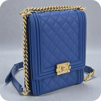 中古 シャネル 斜め掛け ショルダーバッグ レディース ブランド CHANEL ボーイシャネル チェーンショルダーバッグ ブルー バッグ USDCH99601011