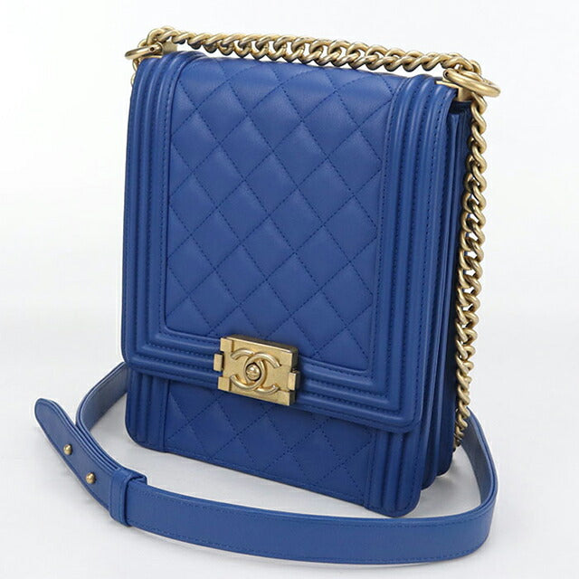 中古 シャネル 斜め掛け ショルダーバッグ レディース ブランド CHANEL ボーイシャネル チェーンショルダーバッグ ブルー バッグ USDCH99601011