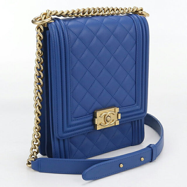 中古 シャネル 斜め掛け ショルダーバッグ レディース ブランド CHANEL ボーイシャネル チェーンショルダーバッグ ブルー バッグ USDCH99601011