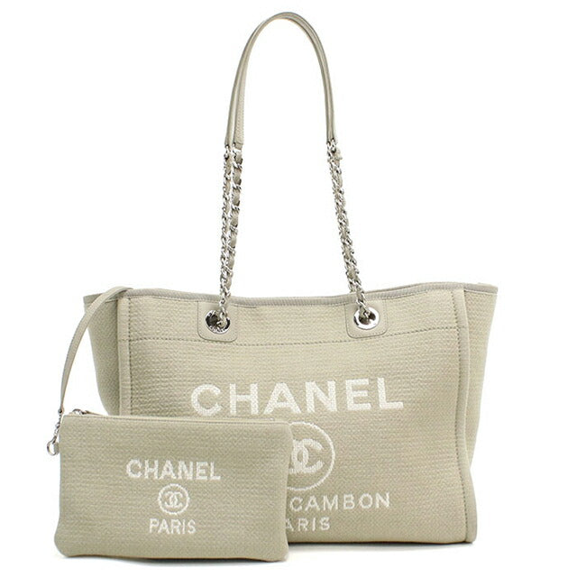 Used CHANEL tote bag ladies brand CHANEL Deauville chain beige bag USDCH99645011