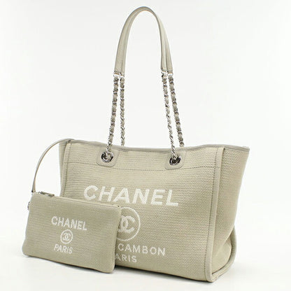 Used CHANEL tote bag ladies brand CHANEL Deauville chain beige bag USDCH99645011