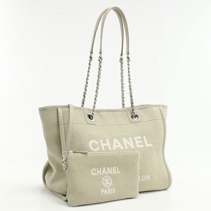 Used CHANEL tote bag ladies brand CHANEL Deauville chain beige bag USDCH99645011