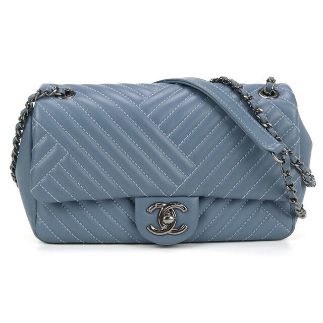二手 CHANEL 单肩包 女士品牌 CHANEL V 形链条 21641457 蓝色包 USDCH99801011