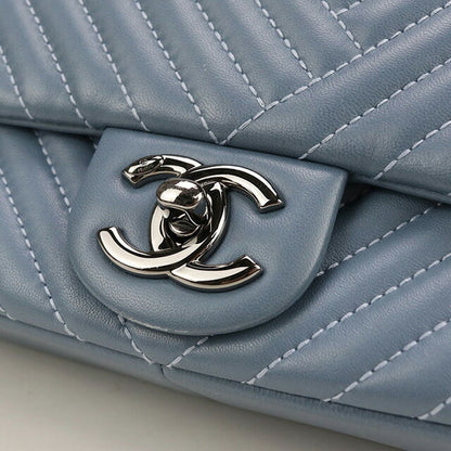 二手 CHANEL 单肩包 女士品牌 CHANEL V 形链条 21641457 蓝色包 USDCH99801011