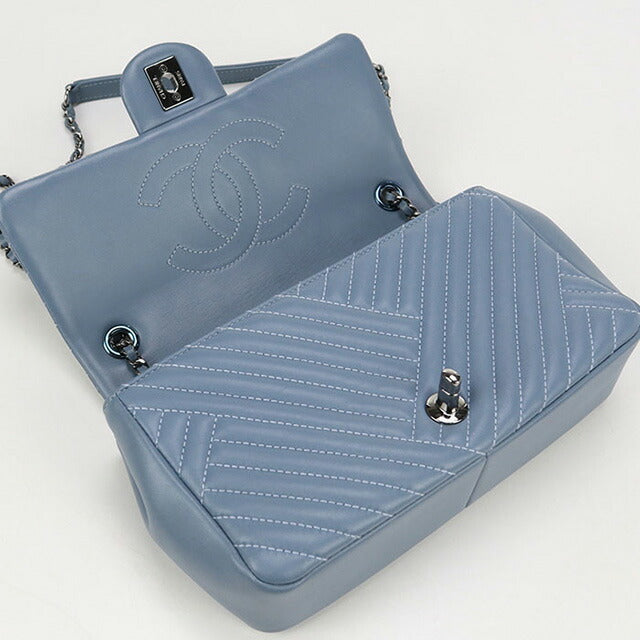二手 CHANEL 单肩包 女士品牌 CHANEL V 形链条 21641457 蓝色包 USDCH99801011