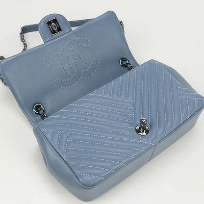 二手 CHANEL 单肩包 女士品牌 CHANEL V 形链条 21641457 蓝色包 USDCH99801011