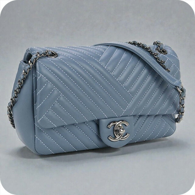 二手 CHANEL 单肩包 女士品牌 CHANEL V 形链条 21641457 蓝色包 USDCH99801011