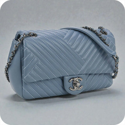 二手 CHANEL 单肩包 女士品牌 CHANEL V 形链条 21641457 蓝色包 USDCH99801011