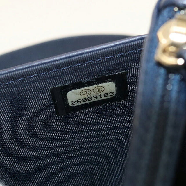 中古 シャネル チェーンウォレット レディース ブランド CHANEL ボーイシャネル ネイビー 財布 USDCH99932011