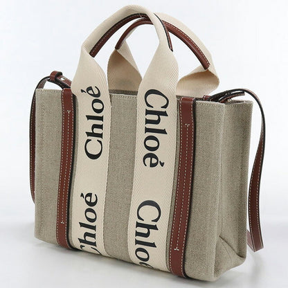Used Chloe tote bag ladies brand CHLOE Woody small leather beige bag USDCL100001011