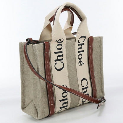 Used Chloe tote bag ladies brand CHLOE Woody small leather beige bag USDCL100001011