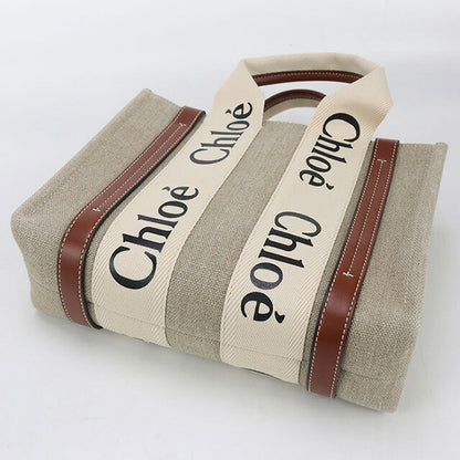 Used Chloe tote bag ladies brand CHLOE Woody small leather beige bag USDCL100001011