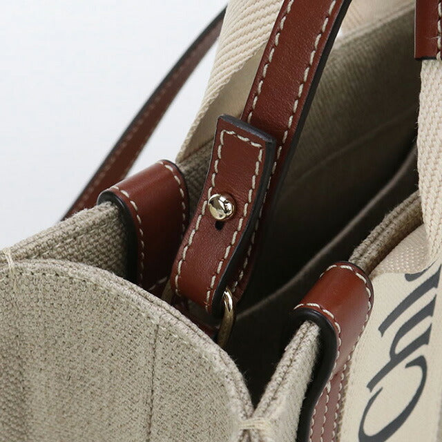 Used Chloe tote bag ladies brand CHLOE Woody small leather beige bag USDCL100001011