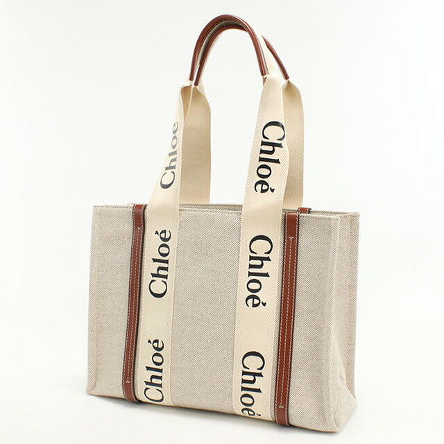 Used Chloe tote bag ladies brand CHLOE Woody CHC22A383I2690U beige bag USDCL98334011