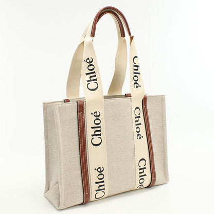Used Chloe tote bag ladies brand CHLOE Woody CHC22A383I2690U beige bag USDCL98334011