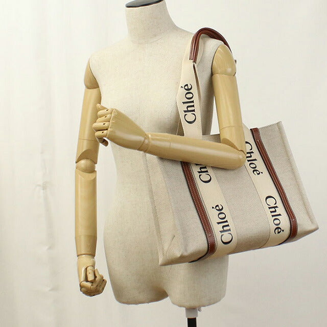 Used Chloe tote bag ladies brand CHLOE Woody CHC22A383I2690U beige bag USDCL98334011