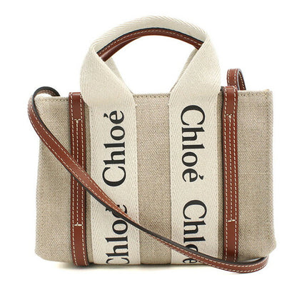 二手 Chloe 手提包 女士品牌 CHLOE Woody Mini 2WAY CHC22AP237I2690U 米色包 USDCL99675011