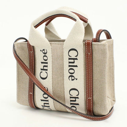二手 Chloe 手提包 女士品牌 CHLOE Woody Mini 2WAY CHC22AP237I2690U 米色包 USDCL99675011