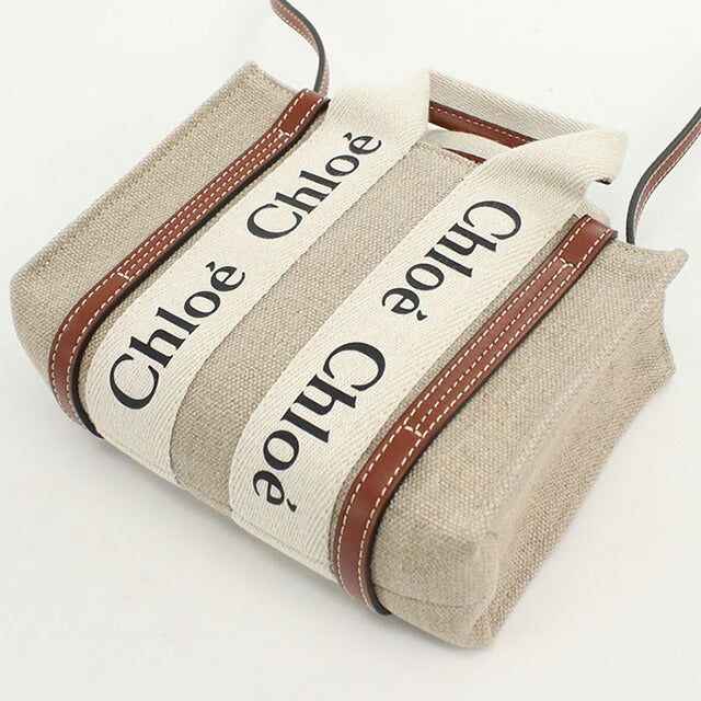 二手 Chloe 手提包 女士品牌 CHLOE Woody Mini 2WAY CHC22AP237I2690U 米色包 USDCL99675011