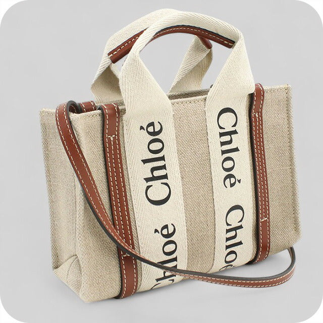 二手 Chloe 手提包 女士品牌 CHLOE Woody Mini 2WAY CHC22AP237I2690U 米色包 USDCL99675011