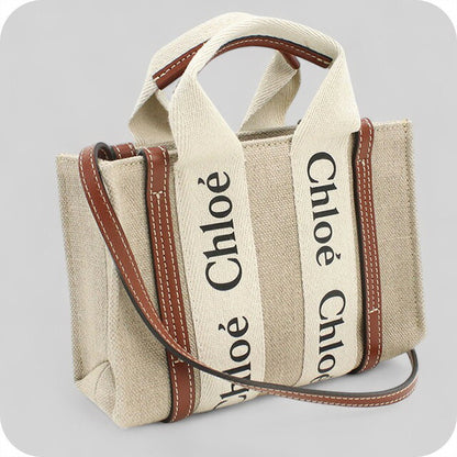 二手 Chloe 手提包 女士品牌 CHLOE Woody Mini 2WAY CHC22AP237I2690U 米色包 USDCL99675011