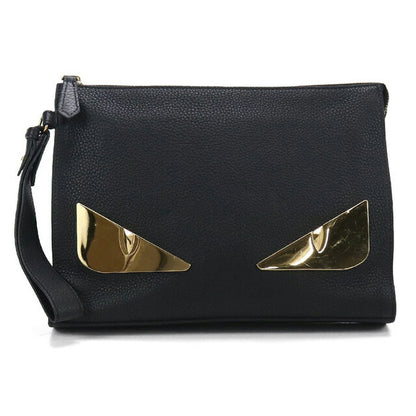 Used Fendi clutch bag ladies brand FENDI bugs eye leather 7VA491 A7SR black bag USDFE100028011