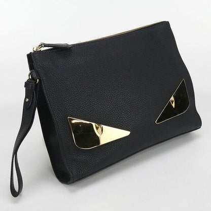 Used Fendi clutch bag ladies brand FENDI bugs eye leather 7VA491 A7SR black bag USDFE100028011