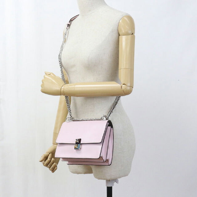 中古 フェンディ 斜め掛け ショルダーバッグ レディース ブランド FENDI キャナイ チェーン レザー 8M0381 SR0 ピンク バッグ USDFE100168011
